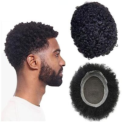 CLoxks Perruques pour hommes Afro Curly Toupee for Men French Lace & PU Base Curly Hair System Unit Prothèse capillaire masculine durable Densité moyenne Cheveux humains indiens Postiches for hommes Système CLoxks Perruques pour hommes Afro Curly Toupee for Men French Lace & PU Base Curly Hair System Unit Prothèse capillaire masculine durable Densité moyenne Cheveux humains indiens Postiches for hommes Système