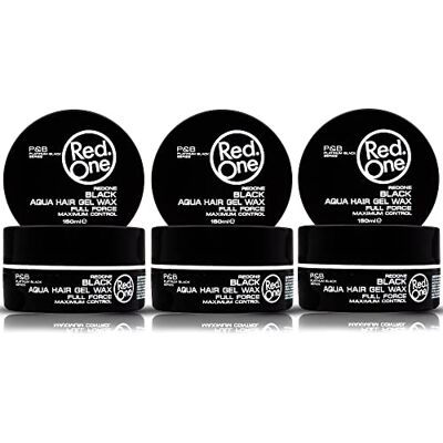 Redone Aqua Hair Gel Wax Full Force Lot de 3 pots de cire pour cheveux Noir 150 ml + peigne de poche gratuit Redone Aqua Hair Gel Wax Full Force Lot de 3 pots de cire pour cheveux Noir 150 ml + peigne de poche gratuit