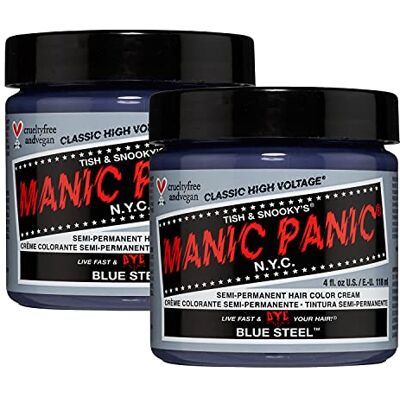 Manic Panic Blue Steel Classic Creme, Semi Permanent Hair Dye 2 x 118ml Manic Panic Blue Steel Classic Creme, Semi Permanent Hair Dye 2 x 118ml