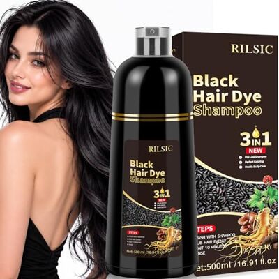 BLSFXROE Shampooing de coloration pour cheveux 3 en 1 Shampooing de coloration instantanée pour hommes et femmes Shampoing colorant noir Cheveux gris (500 ml) BLSFXROE Shampooing de coloration pour cheveux 3 en 1 Shampooing de coloration instantanée pour hommes et femmes Shampoing colorant noir Cheveux gris (500 ml)
