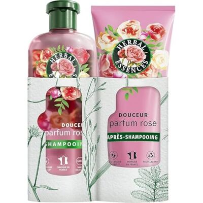 Herbal Essences Douceur Shampoing 250ml Et Après-Shampoing 200ml Parfum Rose, Nutrition pour Cheveux Secs. Ingrédients d'Origine Naturelle*, Végan Herbal Essences Douceur Shampoing 250ml Et Après-Shampoing 200ml Parfum Rose, Nutrition pour Cheveux Secs. Ingrédients d'Origine Naturelle*, Végan