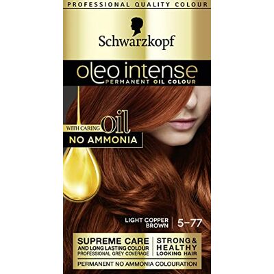 Schwarzkopf Oleo Intense Teinture permanente pour cheveux, brun cuivré clair 5-77, 170 g Schwarzkopf Oleo Intense Teinture permanente pour cheveux, brun cuivré clair 5-77, 170 g