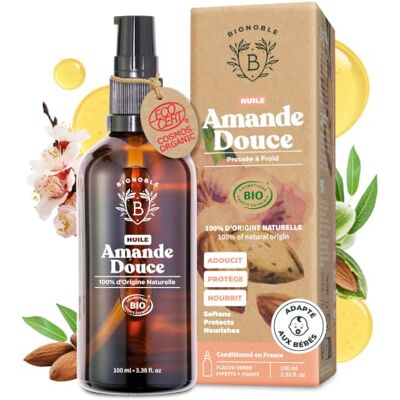 BIONOBLE Huile d'Amande Douce Bio Bebe, Massage Corps, Cheveux 100ml BIONOBLE Huile d'Amande Douce Bio Bebe, Massage Corps, Cheveux 100ml