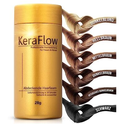 KeraFlow Cheveux dispersés, gris foncé, 28 g, pour épaissir et couvrir, invisibles et naturels, masque les cheveux clairs et la chute des cheveux en 10 secondes, poudre capillaire pour homme et femme KeraFlow Cheveux dispersés, gris foncé, 28 g, pour épaissir et couvrir, invisibles et naturels, masque les cheveux clairs et la chute des cheveux en 10 secondes, poudre capillaire pour homme et femme