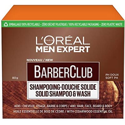 L'Oreal Paris L'Oréal Men Expert BarberClub Shampooing-Douche Solide 4-en-1 pour Homme À l'Huile Essentielle de Bois de Cèdre 80 g L'Oreal Paris L'Oréal Men Expert BarberClub Shampooing-Douche Solide 4-en-1 pour Homme À l'Huile Essentielle de Bois de Cèdre 80 g