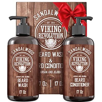 Viking Shampoing Barbe Homme & Après Shampoing Barbe Homme Huile d'Argan & de Jojoba Adoucit & Renforce Parfum Bois de Santal 500 ml x 2 Viking Shampoing Barbe Homme & Après Shampoing Barbe Homme Huile d'Argan & de Jojoba Adoucit & Renforce Parfum Bois de Santal 500 ml x 2