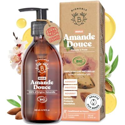 BIONOBLE Huile d'Amande Douce Bio Bebe, Massage Corps, Cheveux 200ml BIONOBLE Huile d'Amande Douce Bio Bebe, Massage Corps, Cheveux 200ml