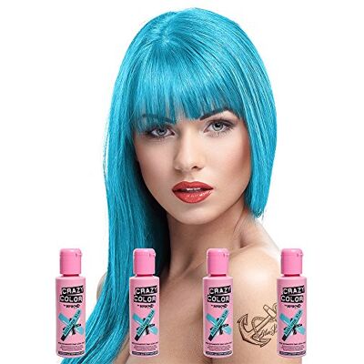 Crazy Color Lot de 4 colorations semi-permanentes (Bubblegum Blue) Crazy Color Lot de 4 colorations semi-permanentes (Bubblegum Blue)