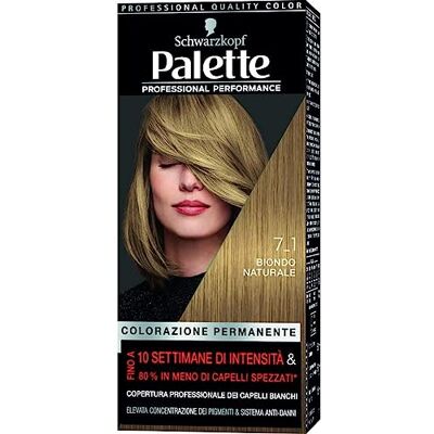 Schwarzkopf , Palette de coloration permanente, teinture, crème colorante professionnelle, couverture de cheveux blancs, système anti-dommage, teinte 7-1 blonde naturelle Schwarzkopf , Palette de coloration permanente, teinture, crème colorante professionnelle, couverture de cheveux blancs, système anti-dommage, teinte 7-1 blonde naturelle