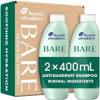 Head & Shoulders Lot de 2 shampoings antipelliculaires sans sulfate et apaisants sans sulfates Shampooing nu pour cuir chevelu sec et squameux, ingrédients minimaux, sans colorants Head & Shoulders Lot de 2 shampoings antipelliculaires sans sulfate et apaisants sans sulfates Shampooing nu pour cuir chevelu sec et squameux, ingrédients minimaux, sans colorants