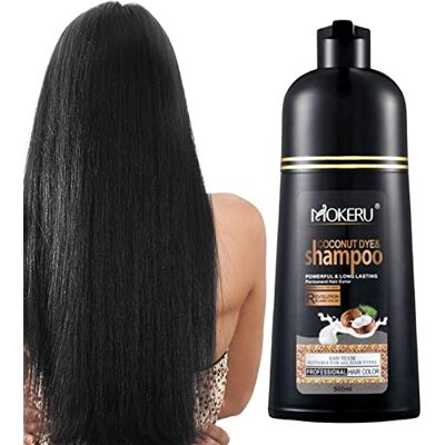 Deno Shampooing instantané pour coloration des cheveux noirs, ingrédients naturels végétaux, noix coco, teinture capillaire biologique, 100 noirs, coloration rapi, shampoing longue durée, unisexe, 500 ml Deno Shampooing instantané pour coloration des cheveux noirs, ingrédients naturels végétaux, noix coco, teinture capillaire biologique, 100 noirs, coloration rapi, shampoing longue durée, unisexe, 500 ml