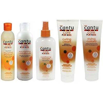 Cantu Lot de 5 shampoings pour soin doux + après-shampoing + démêlant + crème curling et crème crémeuse Cantu Lot de 5 shampoings pour soin doux + après-shampoing + démêlant + crème curling et crème crémeuse
