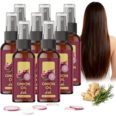 Raevior Lot de 8 sprays d'huile capillaire à l'oignon rouge pour la croissance des cheveux, romarin à l'huile de sérum d'oignon, racine de gingembre et vitamine E, renforce les racines des cheveux, réduit la Raevior Lot de 8 sprays d'huile capillaire à l'oignon rouge pour la croissance des cheveux, romarin à l'huile de sérum d'oignon, racine de gingembre et vitamine E, renforce les racines des cheveux, réduit la