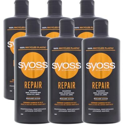 Schwarzkopf Lot de 6 shampoings Syoss Repair de 440 ml chacun pour cheveux secs, répare et protège Schwarzkopf Lot de 6 shampoings Syoss Repair de 440 ml chacun pour cheveux secs, répare et protège