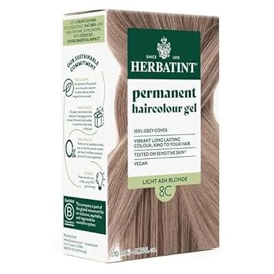 Herbatint Gel de coloration permanent, 8C, blond cendré clair, 170 ml, sans ammoniaque, couverture optimale des cheveux gris, testé sur peau sensible, avec 8 extraits de plantes Herbatint Gel de coloration permanent, 8C, blond cendré clair, 170 ml, sans ammoniaque, couverture optimale des cheveux gris, testé sur peau sensible, avec 8 extraits de plantes