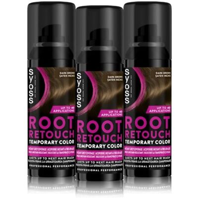 Syoss Ansatz Retoucher Spray de masquage brun foncé niveau 1 (3 x 120 ml), spray couvrant les racines plus claires et grises renouvelables, la couleur de la racine dure jusqu'au prochain lavage des Syoss Ansatz Retoucher Spray de masquage brun foncé niveau 1 (3 x 120 ml), spray couvrant les racines plus claires et grises renouvelables, la couleur de la racine dure jusqu'au prochain lavage des
