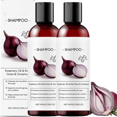Sgjwyc Shampooing à l'oignon pour la croissance des cheveux, avec huile de romarin, oignons rouges et extrait de cannelle, soin nourrissant, favorise des cheveux plus denses et réduit la chute Sgjwyc Shampooing à l'oignon pour la croissance des cheveux, avec huile de romarin, oignons rouges et extrait de cannelle, soin nourrissant, favorise des cheveux plus denses et réduit la chute