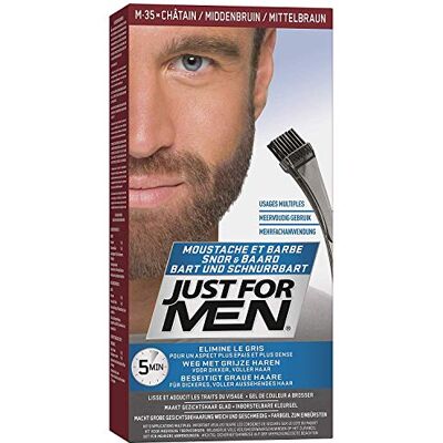 Just for men Teinture colorante en gel pour barbe et moustache pour homme. Élimine les cheveux blancs et prend soin de la barbe en 5 minutes. Châtain foncé, M35 Châtain foncé, 15 ml Just for men Teinture colorante en gel pour barbe et moustache pour homme. Élimine les cheveux blancs et prend soin de la barbe en 5 minutes. Châtain foncé, M35 Châtain foncé, 15 ml