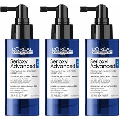 L'Oréal Professionnel Paris L'Oréal Professionnel Serioxyl Advanced, Sérum Densifiant pour Cheveux Clairsemés, 3 x 90 ml, avec Stemoxydine 5% et Resvératrol L'Oréal Professionnel Paris L'Oréal Professionnel Serioxyl Advanced, Sérum Densifiant pour Cheveux Clairsemés, 3 x 90 ml, avec Stemoxydine 5% et Resvératrol