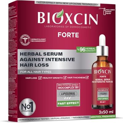 BIOXCIN Fort Sérum végétal 3 x 50 ml – Contre la perte de cheveux – Pour une croissance des cheveux plus dense – Avec BioComplex B11 BIOXCIN Fort Sérum végétal 3 x 50 ml – Contre la perte de cheveux – Pour une croissance des cheveux plus dense – Avec BioComplex B11