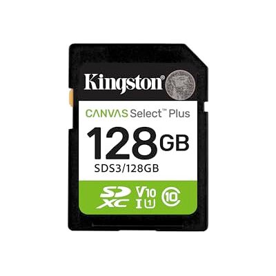 Kingston Canvas Select Plus Carte mémoire SD 128 Go SDXC Gen3 150 Mo/s C10 UHS-I U1 V10 – SDS3/128 Go Kingston Canvas Select Plus Carte mémoire SD 128 Go SDXC Gen3 150 Mo/s C10 UHS-I U1 V10 – SDS3/128 Go