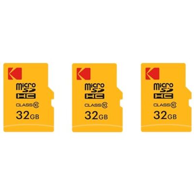 Kodak Pack de 3 Cartes Mémoire Micro SDHC 32 Go avec Adaptateur Solution de Stockage Haute Vitesse Kodak Pack de 3 Cartes Mémoire Micro SDHC 32 Go avec Adaptateur Solution de Stockage Haute Vitesse