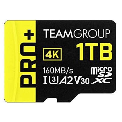 TEAMGROUP Carte micro SDXC UHS-I U3 A2 V30, R/W jusqu'à 160/110 Mo/s pour Nintendo Switch, Steam Deck, appareils de jeu, tablettes, smartphones, prise de vue 4K, avec adaptateur TPPMSDX1TIA2V3003 TEAMGROUP Carte micro SDXC UHS-I U3 A2 V30, R/W jusqu'à 160/110 Mo/s pour Nintendo Switch, Steam Deck, appareils de jeu, tablettes, smartphones, prise de vue 4K, avec adaptateur TPPMSDX1TIA2V3003