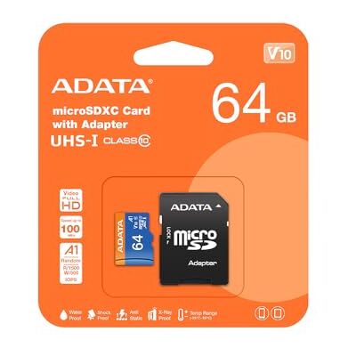 ADATA Premier mémoire Flash 64 Go MicroSDXC Classe 10 UHS-I Mémoires Flash (64 Go, MicroSDXC, Classe 10, UHS-I, 85 Mo/s, Noir, Bleu) ADATA Premier mémoire Flash 64 Go MicroSDXC Classe 10 UHS-I Mémoires Flash (64 Go, MicroSDXC, Classe 10, UHS-I, 85 Mo/s, Noir, Bleu)