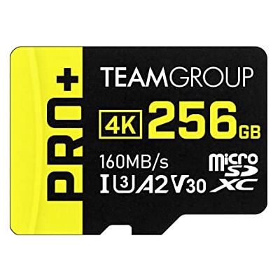 TEAMGROUP Carte A2 Pro Plus 256 Go Micro SDXC UHS-I U3 A2 V30, lecture/écriture jusqu'à 160/110 Mo/s pour Nintendo Switch, Steam Deck, tablettes, smartphones avec adaptateur TPPMSDX256GIA2V3003 TEAMGROUP Carte A2 Pro Plus 256 Go Micro SDXC UHS-I U3 A2 V30, lecture/écriture jusqu'à 160/110 Mo/s pour Nintendo Switch, Steam Deck, tablettes, smartphones avec adaptateur TPPMSDX256GIA2V3003