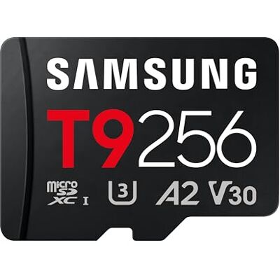 Samsung Carte mémoire microSD T9 256 Go pour une utilisation professionnelle dans les drones, caméras d'action et appareils photo 360 °, jusqu'à 200 Mo/s en lecture et 130 Mo/s en écriture Samsung Carte mémoire microSD T9 256 Go pour une utilisation professionnelle dans les drones, caméras d'action et appareils photo 360 °, jusqu'à 200 Mo/s en lecture et 130 Mo/s en écriture