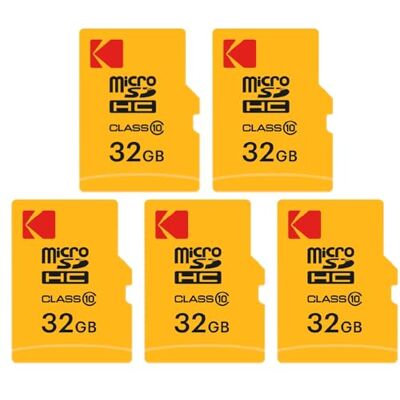 Kodak Pack de 5 Cartes Mémoire Micro SDHC 32 Go avec Adaptateur Solution de Stockage Haute Vitesse Kodak Pack de 5 Cartes Mémoire Micro SDHC 32 Go avec Adaptateur Solution de Stockage Haute Vitesse