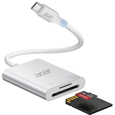 Acer Lecteur de Carte SD USB C, Adapateur Carte Mémoire MicroSD USB C 5Gbps, Simultané à Lire et Écrire pour SD/Micro SD/SDHC/SDXC/MMC,Compatible avec iPhone 16 Plus Pro Max 15 iPad Macbook Pro Air Acer Lecteur de Carte SD USB C, Adapateur Carte Mémoire MicroSD USB C 5Gbps, Simultané à Lire et Écrire pour SD/Micro SD/SDHC/SDXC/MMC,Compatible avec iPhone 16 Plus Pro Max 15 iPad Macbook Pro Air