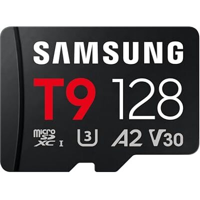 Samsung Carte mémoire microSD T9 128 Go pour une utilisation professionnelle dans les drones, caméras d'action et appareils photo 360 °, jusqu'à 200 Mo/s en lecture et 130 Mo/s en écriture Samsung Carte mémoire microSD T9 128 Go pour une utilisation professionnelle dans les drones, caméras d'action et appareils photo 360 °, jusqu'à 200 Mo/s en lecture et 130 Mo/s en écriture