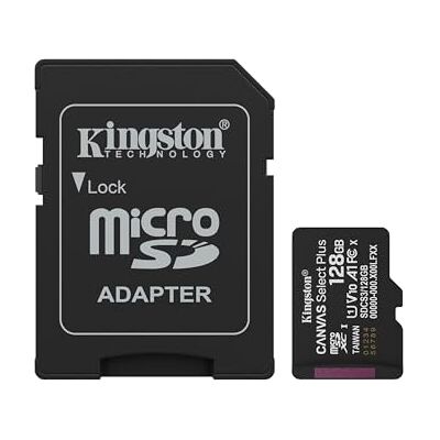 Kingston Canvas Select Plus Carte mémoire microSD 128GB microSDXC Gen3 150MB/s A1 Adaptateur SD Inclus SDCS3/128GB Kingston Canvas Select Plus Carte mémoire microSD 128GB microSDXC Gen3 150MB/s A1 Adaptateur SD Inclus SDCS3/128GB
