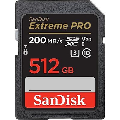 SanDisk 512 Go Extreme PRO carte SDXC + RescuePRO Deluxe, jusqu'à 200 Mo/s, UHS-I, Classe 10, U3, V30 UHS-I, V30, U3, classe 10, vidéo 4K SanDisk 512 Go Extreme PRO carte SDXC + RescuePRO Deluxe, jusqu'à 200 Mo/s, UHS-I, Classe 10, U3, V30 UHS-I, V30, U3, classe 10, vidéo 4K