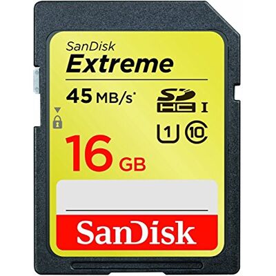 SanDisk Extreme Carte mémoire SDHC UHS-I Classe 10 16 Go (jusqu'à 45 Mo/s en lecture) SanDisk Extreme Carte mémoire SDHC UHS-I Classe 10 16 Go (jusqu'à 45 Mo/s en lecture)