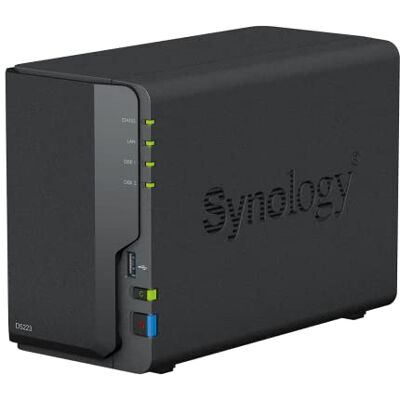 Synology DS223 Station de Disque NAS 2 Baies (Realtek RTD1619B Quad-Core 2 Go de RAM, 1 x RJ-45 1 GbE), 8 to avec 2 x HAT3300-4T Synology DS223 Station de Disque NAS 2 Baies (Realtek RTD1619B Quad-Core 2 Go de RAM, 1 x RJ-45 1 GbE), 8 to avec 2 x HAT3300-4T