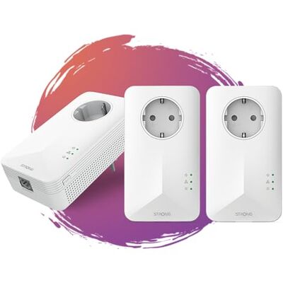 Strong Kit Powerline 1000 Triple EU 3 adaptateurs Powerline 1000 Mbps, accès Internet rapide Prise intégrée Portée de 300 m Pour tous les routeurs Connexion LAN Installation facile - Strong Kit Powerline 1000 Triple EU 3 adaptateurs Powerline 1000 Mbps, accès Internet rapide Prise intégrée Portée de 300 m Pour tous les routeurs Connexion LAN Installation facile -