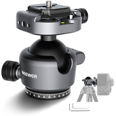 NEEWER GM41 Tête sphérique pour trépied à profil bas, adaptateur de montage panoramique en métal de 40 mm avec plaque QR de type Arca de 6,35 mm compatible avec clip de caméra Peak Design, pivotant à NEEWER GM41 Tête sphérique pour trépied à profil bas, adaptateur de montage panoramique en métal de 40 mm avec plaque QR de type Arca de 6,35 mm compatible avec clip de caméra Peak Design, pivotant à