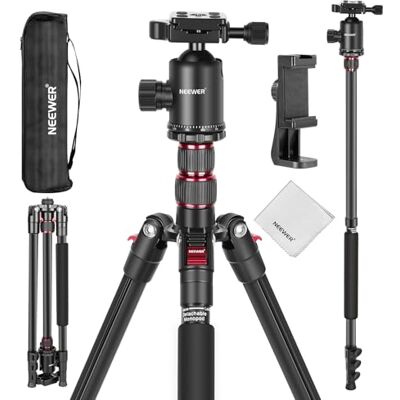 NEEWER Trépied Monopode pour Caméra 77" avec Support pour Phone Compatible avec iPhone pour Enregistrement Vidéo,Support Voyage Compact et Léger en Aluminium avec Rotule,Plaque QR,Sac,Charge 34 LB NEEWER Trépied Monopode pour Caméra 77" avec Support pour Phone Compatible avec iPhone pour Enregistrement Vidéo,Support Voyage Compact et Léger en Aluminium avec Rotule,Plaque QR,Sac,Charge 34 LB