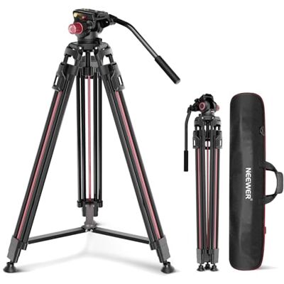 NEEWER Trépied pour appareil photo vidéo 2 m avec tête fluide, trépied haute performance en aluminium avec fermeture rapide et plaque QR compatible avec caméscope Canon Nikon Sony DSLR Charge maximale NEEWER Trépied pour appareil photo vidéo 2 m avec tête fluide, trépied haute performance en aluminium avec fermeture rapide et plaque QR compatible avec caméscope Canon Nikon Sony DSLR Charge maximale