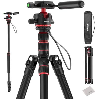 NEEWER Basics TP08 Trépied pour appareil photo reflex numérique compact et léger avec rotule à 360°, plaque de dégagement rapide type Arca, axe central inversé et 2 chiffons de nettoyage, charge NEEWER Basics TP08 Trépied pour appareil photo reflex numérique compact et léger avec rotule à 360°, plaque de dégagement rapide type Arca, axe central inversé et 2 chiffons de nettoyage, charge