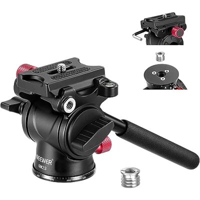 NEEWER Tête de trépied fluide avec poignée et libération rapide de type Arca, tête panoramique en alliage d'aluminium avec base graduée ø43 mm pour appareil photo reflex numérique, charge maximale : 3 NEEWER Tête de trépied fluide avec poignée et libération rapide de type Arca, tête panoramique en alliage d'aluminium avec base graduée ø43 mm pour appareil photo reflex numérique, charge maximale : 3