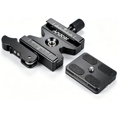 Andoer Plaque de dégagement rapide, CL-50LS Quick Release Plate avec levier réglable, bouton 1/4" et 3/8", trou de vis, plaque de trépied pour Arca Swiss Standard à dégagement rapide Andoer Plaque de dégagement rapide, CL-50LS Quick Release Plate avec levier réglable, bouton 1/4" et 3/8", trou de vis, plaque de trépied pour Arca Swiss Standard à dégagement rapide