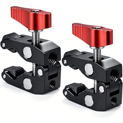 Andoer Lot de 2 pinces à crabe avec pince filetée 1/4 et 3/8 pour appareil photo reflex numérique, écran LCD, appareil photo, bras magique, accessoire de studio photo Andoer Lot de 2 pinces à crabe avec pince filetée 1/4 et 3/8 pour appareil photo reflex numérique, écran LCD, appareil photo, bras magique, accessoire de studio photo