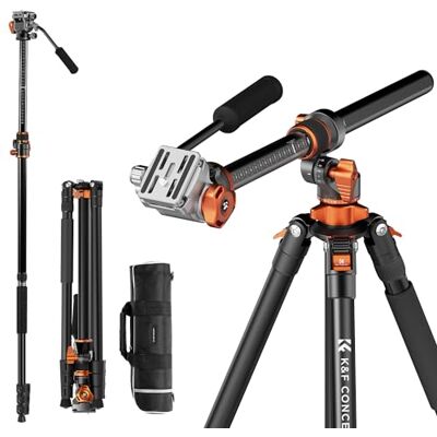 K&F CONCEPT Trépied vidéo de 231,1 cm avec colonne centrale universelle, trépied robuste avec tête fluide compatible Arca Swiss et plaque à dégagement rapide pour appareil photo reflex numérique K&F CONCEPT Trépied vidéo de 231,1 cm avec colonne centrale universelle, trépied robuste avec tête fluide compatible Arca Swiss et plaque à dégagement rapide pour appareil photo reflex numérique