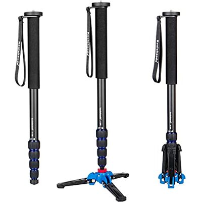 koolehaoda K-288 Monopode avec base trépied amovible, en alliage d'aluminium, 5 sections de 48,3 à 167,6 cm de hauteur, charge utile maximale de 5 kg pour appareil photo de voyage koolehaoda K-288 Monopode avec base trépied amovible, en alliage d'aluminium, 5 sections de 48,3 à 167,6 cm de hauteur, charge utile maximale de 5 kg pour appareil photo de voyage