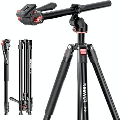 NEEWER Trépied Monopode Horizontal pour Caméra avec Tête Fluide et Colonne Centrale Flexible, Support de Voyage Vidéo DSLR en Métal de 228cm de Haut,Plaque QR de Arca et Pieds Inversés,Charge 6kg,TP64 NEEWER Trépied Monopode Horizontal pour Caméra avec Tête Fluide et Colonne Centrale Flexible, Support de Voyage Vidéo DSLR en Métal de 228cm de Haut,Plaque QR de Arca et Pieds Inversés,Charge 6kg,TP64