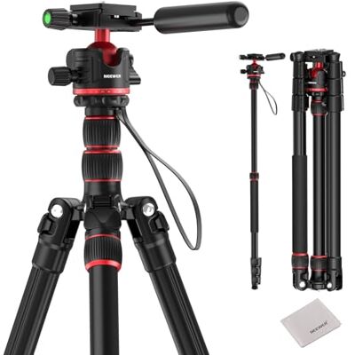NEEWER Basics TP08 Trépied pour appareil photo reflex numérique compact et léger avec rotule à 360°, plaque de dégagement rapide type Arca, axe central inversé et 2 chiffons de nettoyage, charge NEEWER Basics TP08 Trépied pour appareil photo reflex numérique compact et léger avec rotule à 360°, plaque de dégagement rapide type Arca, axe central inversé et 2 chiffons de nettoyage, charge
