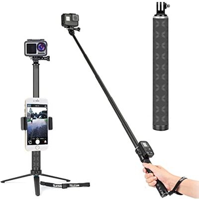 TELESIN Perche à Selfie trépied en Fibre de Carbone 90 cm pour GoPro Hero 8, Hero 7, Hero 6, Hero 5, Hero 4 3, DJI Osmo Action Osmo Pocket, Insta360, Akaso et Autres caméras d'action TELESIN Perche à Selfie trépied en Fibre de Carbone 90 cm pour GoPro Hero 8, Hero 7, Hero 6, Hero 5, Hero 4 3, DJI Osmo Action Osmo Pocket, Insta360, Akaso et Autres caméras d'action